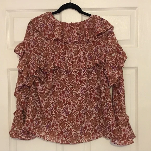 J. Crew Ruffle Crinkle Chiffon Top - Large - Picture 6 of 8